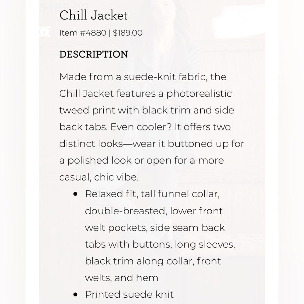 NEW! CABI Chill Jacket, Plaid Printed Ponte, Blue / Grey / Black, size XL NWOT - Picture 9 of 13